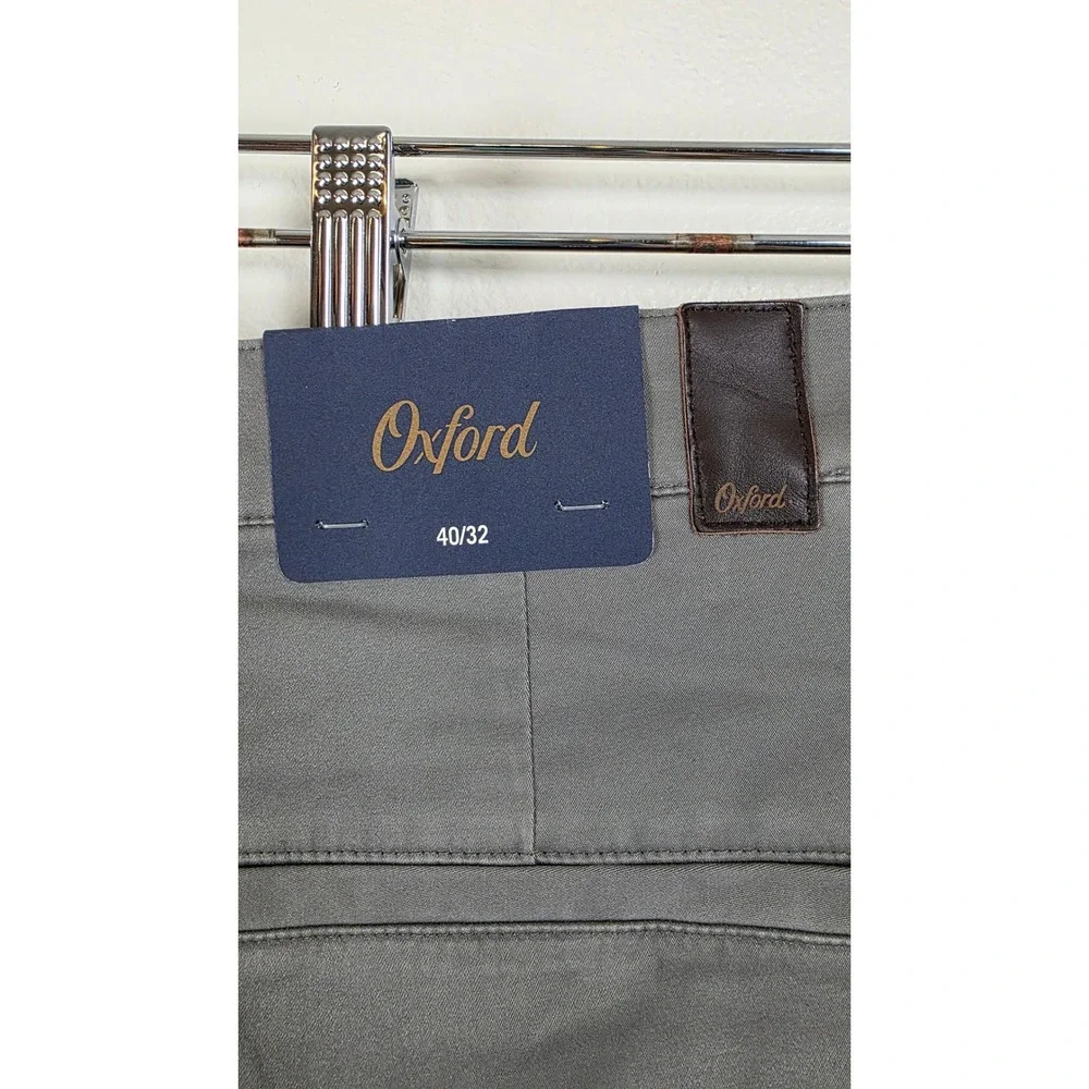 Oxford Golf Pants Mens 40x32 Grey Flat Front Chino Stretch Trousers Slacks NWT